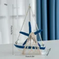 Mediterranean wooden sailboat model desktop ornament nautical home decor craft 17cm - Large Blue Starfish Cotton Net Sailboat