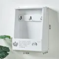 Wooden wall mounted key holder with hooks and storage box for entryway home decor. - One Drawer Three Hooks Key Box / White