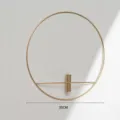 Gold metal round wall hanging decor geometric candle holder ring 30cm for home room - M / Round Flower Holder Without Inner Box / Gold