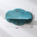 Estante de pared de madera con forma de nube y tres ganchos, organizador azul rústico. - Azul