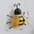 Metal bee wall hanging, outdoor garden decoration, yellow and black iron insect art ornament. - Medium Bee