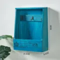 Vintage wall-mounted wooden key storage box with metal hooks for entryway home decor. - One Drawer Three Hooks Key Box / Blue