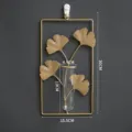 Modern metal ginkgo leaf wall vase with glass test tube for home living room decor hanging. - Rectangular Ginkgo Leaf with Test Tube