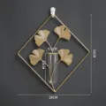 Gold iron ginkgo leaf wall hanging glass vase home decor with dimensions of 31x28cm - Rhombus Ginkgo Leaf with Test Tube