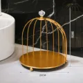 Gold metal birdcage cosmetic organizer desktop jewelry storage rack 20x23cm display stand - 1 Layer / Single Layer Birdcage