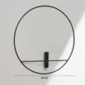 Minimalist black metal round wall hanging candlestick decoration 40cm modern home decor - L / Round Flower Holder Without Inner Box / Black