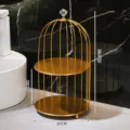 Gold birdcage cosmetic storage rack 2-tier makeup organizer desktop skincare display shelf - 1 Layer / Double Tier Birdcage