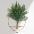 Gold metal ring wall hanging with artificial green fern plant for modern home decor 25cm - S / Round Flower Holder With Persian Grass Without Inner Box / Gold