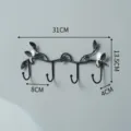 Nordic style black metal leaf wall coat hook, 4-hook key and hat storage rack variant. - S / Black