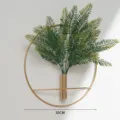INS style metal ring wall hanging vase with artificial green fern leaves for bedroom room decor. - M / Round Flower Holder With Persian Grass Without Inner Box / Gold
