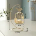 Vintage iron birdcage candle holder with stand, romantic home decor for bedroom and table. - Bird Candle Holder / White