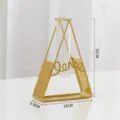 Nordic minimalist hydroponic glass vase with gold metal geometric stand for home decor. - Triangle Style