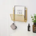 Nordic style metal wall mounted magazine rack gold wire mesh bookshelf for home office storage. - Gold