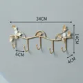 Nordic Style Gold Metal Leaf Wall Coat Hook 5 Hooks Door Key Holder Home Storage Rack - L / Gold