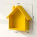 Yellow wooden house wall shelf, minimalist floating display rack for home decor and storage. - Yellow Small House with Inner Box