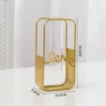 Nordic creative hydroponic glass test tube vase with gold metal stand for home decor - Rectangle