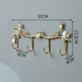 Nordic gold leaf wall coat hook punch-free iron key holder decorative storage rack for entryway - S / Gold