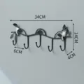 Nordic black metal wall hook with leaf and bird design, space-saving coat and hat hanger. - L / Black