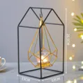 Nordic geometric metal candle holder table centerpiece gold and black iron candlestick decor - Gingerbread House Style