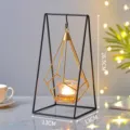 Nordic geometric metal candle holder ornament with glass cup for romantic table decor. - Swing Style