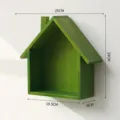 Wooden House Wall Shelf Retro Storage Rack Hanging Home Decor Display 25x24cm - Green Small House with Inner Box