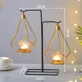 Nordic Geometric Iron Candle Holder Double Head Gold Black Table Centerpiece Home Decor - Double Hanging Basket Style