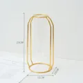 Gold metal frame glass test tube vase, geometric minimalist tabletop floral decor planter - 23cm High Vase