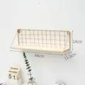 Wall mount storage shelf metal wire basket wood base for bedroom kitchen dormitory racks - Large 1-Tier / Gold