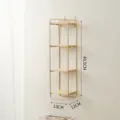 Gold iron wall hanging shelf with wood boards, 4-tier floating organizer for home decor - Small Vertical 4-Tier / Gold