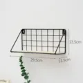 Wall mounted metal wire shelf with wooden base floating wall storage rack 29.5cm - Medium, 1 Tier / Black