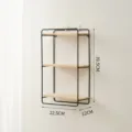 Wall-mounted 3-tier metal and wood storage shelf floating display rack for home decor - Large Vertical 3-Tier / Black
