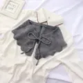 Grey knitted fake collar ruffle shawl with tie knot detachable design for women. - One Size / Gray