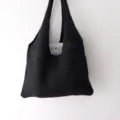 Black knit shoulder bag casual hollow out tote minimalist chic autumn winter handbag - Black / 40cmx55cm