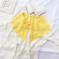 Yellow knitted detachable collar with cute bow tie, stylish false collar shoulder wrap for women. - One Size / Yellow