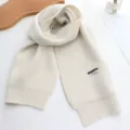 Beige πλεκτό κασκόλ γυναικείο, μονόχρωμο παχύ ζεστό χειμερινό κασκόλ για κρύο - Ζαχαρί