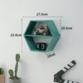 Hexagonal wooden wall shelf with two tiers teal finish vintage display floating shelf decor - With Divider and Inner Box / S / Blue