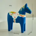 Blue Dala wooden horse figurine, hand-painted Nordic style home decor ornament variant. - Hand-Painted Blue Wooden Horse - Small