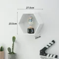 Modern white hexagonal wooden wall shelf for living room wall hanging and home decoration display. - Without Divider with Inner Box / S / White