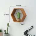 Wooden hexagonal wall shelf geometric floating shelf for living room bedroom wall storage decor - Without Divider with Inner Box / S / Old Wood Finish