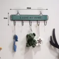 Wooden iron wall mounted key coat hook, creative home organizer for entryway and hat storage. - 5 Hooks / Blue