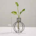 Minimalist Nordic geometric iron art glass hydroponic vase with clear size display for home decor. - Small Lantern Style / Black