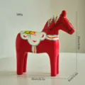 Red wooden Dala horse figurine, Scandinavian hand-painted Nordic home decor ornament 22x6x23cm - Hand-Painted Red Wooden Horse - Large