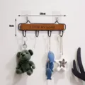 Creative wooden iron wall hook for home entryway, key coat hanger rack with cute pendants. - 4 Hooks / Old Wood Finish