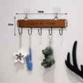 Creative wooden and iron wall mounted hook rack with cute hanging pendants for home use. - 5 Hooks / Old Wood Finish