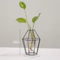 Nordisch geometrisch Glas Hydrokultur Vase Pflanze Terrarium moderne Deko Tischvase - Kleiner Diamantstil / Schwarz