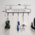 Wooden iron wall mounted key coat hook with hooks and hanging pendant home decor - 5 Hooks / White