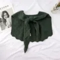 Chal de cuello falso de punto verde oscuro, variante de diseño con nudo elegante para primavera. - Verde Oscuro / Talla única
