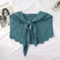 Mujer bufanda de punto chal cuello falso elegante capa anudada moda invierno - Azul cielo / Talla única