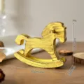 Wooden rocking horse desktop ornament retro yellow toy vintage home decor 9.5cm - Yellow Distressed