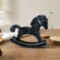 Wooden rocking horse desktop ornament miniature craft retro black small wooden horse decor - Black Distressed